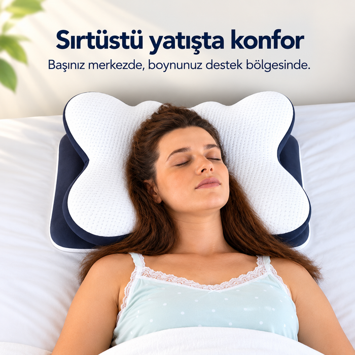 Sırt üstü: baş merkezde, boyun destekte
