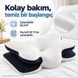 Ergonomik Boyun Destekli Visco Yastık — Çift Yükseklikli, Yıkanabilir Kılıflı