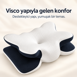 Ergonomik Boyun Destekli Visco Yastık — Çift Yükseklikli, Yıkanabilir Kılıflı